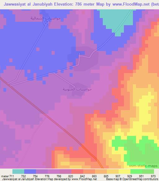 Jawwasiyat al Janubiyah,Syria Elevation Map