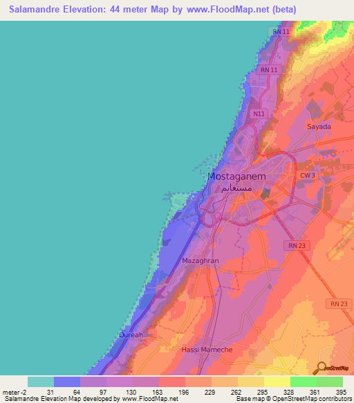 Salamandre,Algeria Elevation Map
