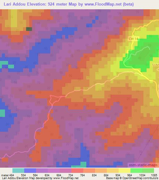 Lari Addou,Algeria Elevation Map