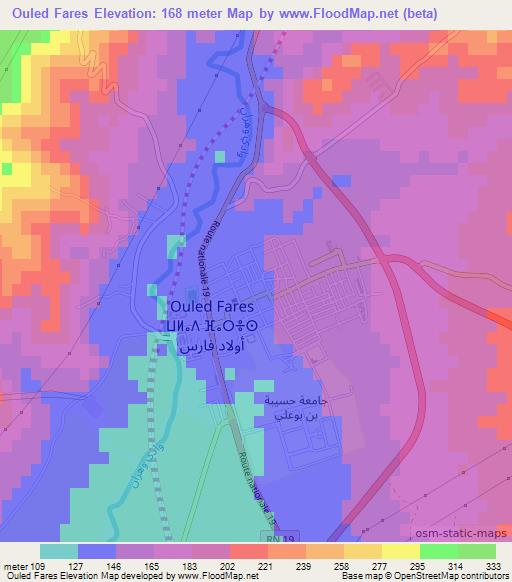Ouled Fares,Algeria Elevation Map