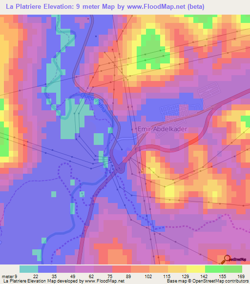 La Platriere,Algeria Elevation Map