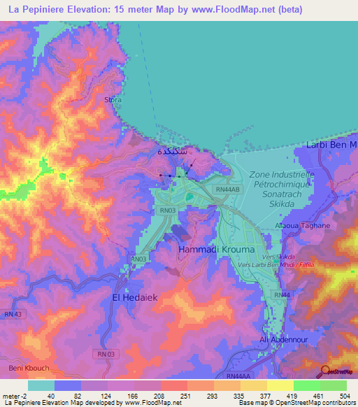 La Pepiniere,Algeria Elevation Map