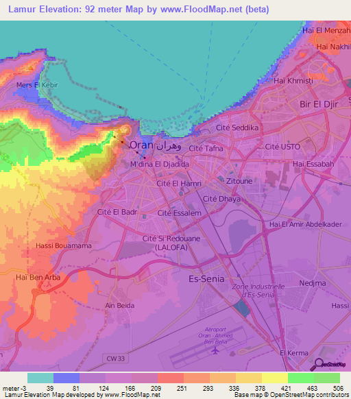 Lamur,Algeria Elevation Map