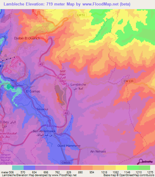 Lambleche,Algeria Elevation Map