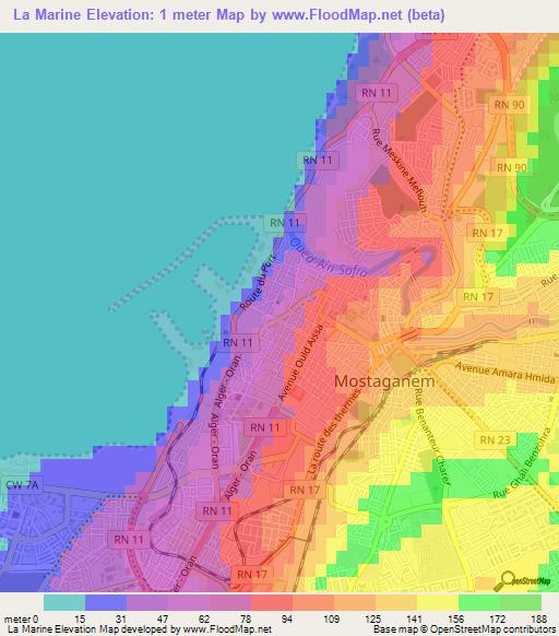 La Marine,Algeria Elevation Map