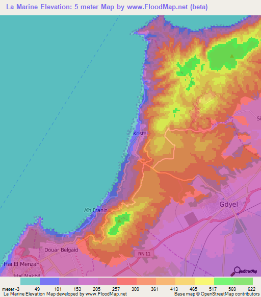 La Marine,Algeria Elevation Map