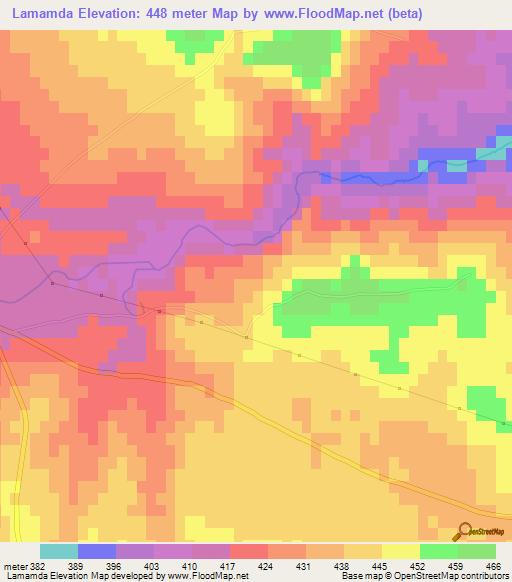Lamamda,Algeria Elevation Map