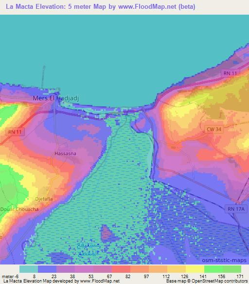 La Macta,Algeria Elevation Map