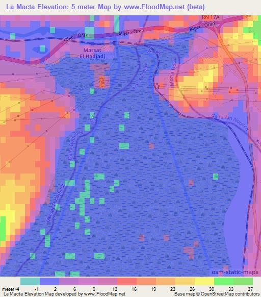 La Macta,Algeria Elevation Map