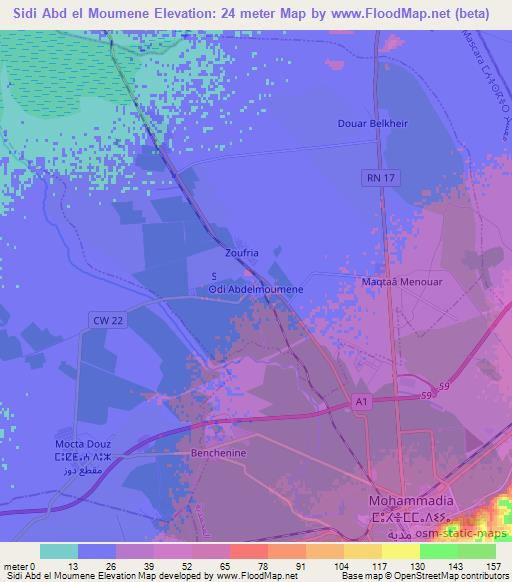 Sidi Abd el Moumene,Algeria Elevation Map