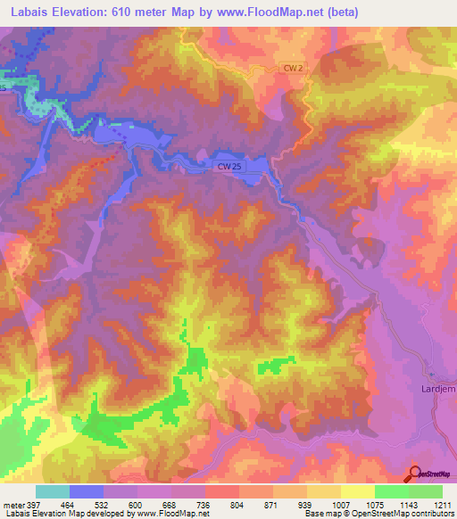 Labais,Algeria Elevation Map