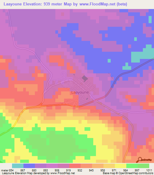 Laayoune,Algeria Elevation Map