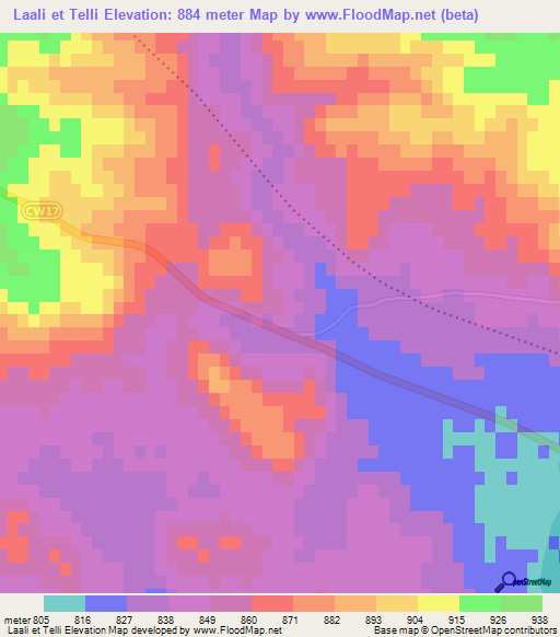 Laali et Telli,Algeria Elevation Map