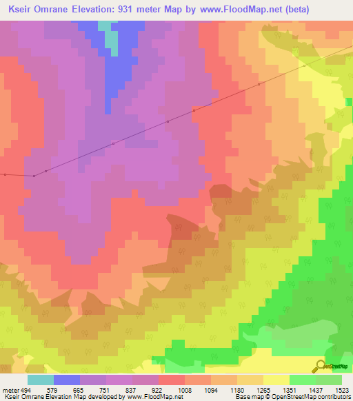 Kseir Omrane,Algeria Elevation Map