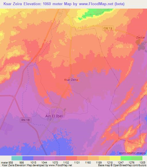 Ksar Zeira,Algeria Elevation Map