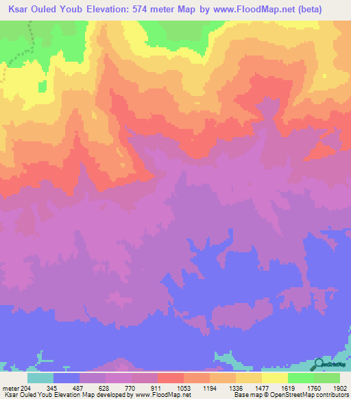 Ksar Ouled Youb,Algeria Elevation Map