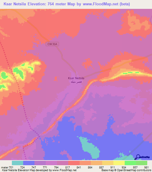 Ksar Netsila,Algeria Elevation Map