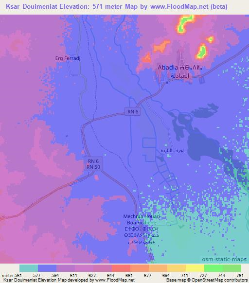 Ksar Douimeniat,Algeria Elevation Map