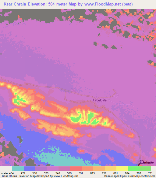 Ksar Chraia,Algeria Elevation Map