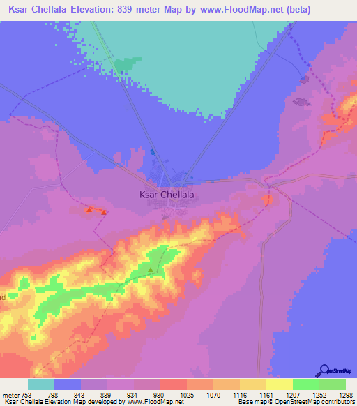 Ksar Chellala,Algeria Elevation Map