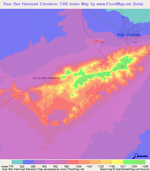 Ksar Ben Hammad,Algeria Elevation Map