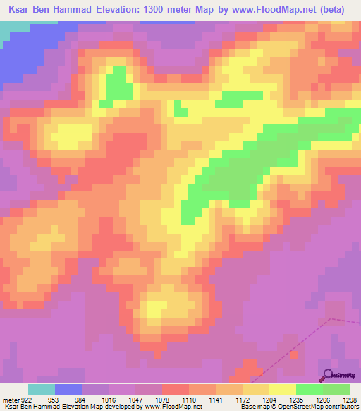 Ksar Ben Hammad,Algeria Elevation Map
