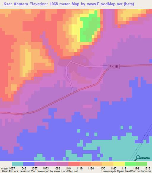 Ksar Ahmera,Algeria Elevation Map