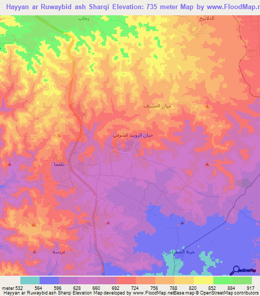 Hayyan ar Ruwaybid ash Sharqi,Jordan Elevation Map