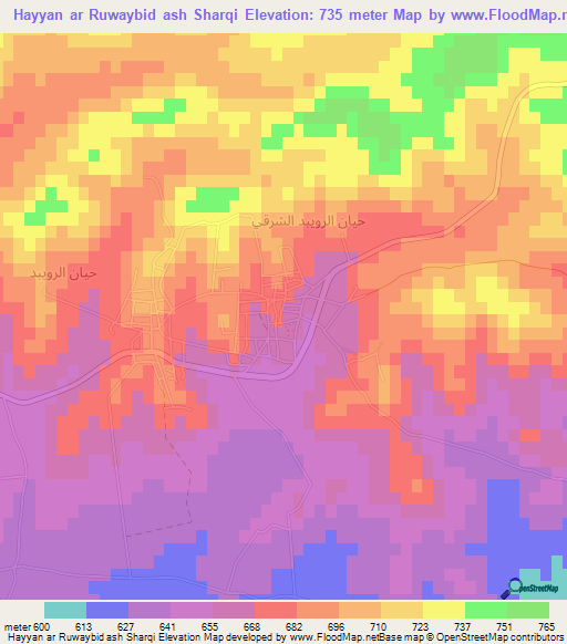 Hayyan ar Ruwaybid ash Sharqi,Jordan Elevation Map