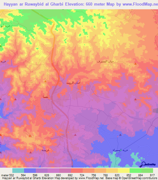 Hayyan ar Ruwaybid al Gharbi,Jordan Elevation Map