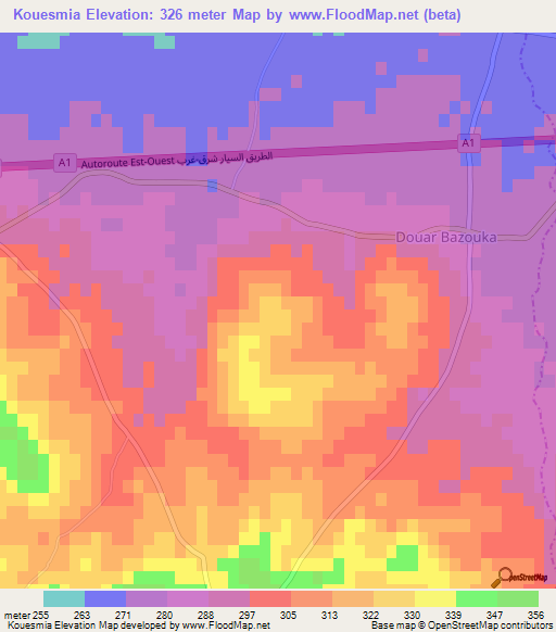 Kouesmia,Algeria Elevation Map