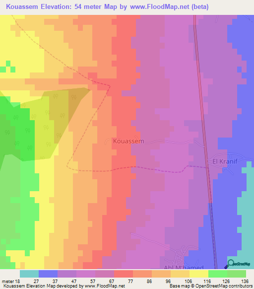 Kouassem,Algeria Elevation Map