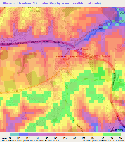 Khraicia,Algeria Elevation Map