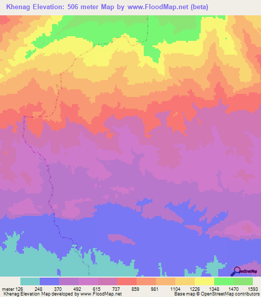 Khenag,Algeria Elevation Map