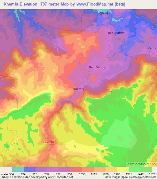 Khemis,Algeria Elevation Map