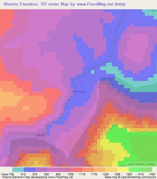 Khemis,Algeria Elevation Map