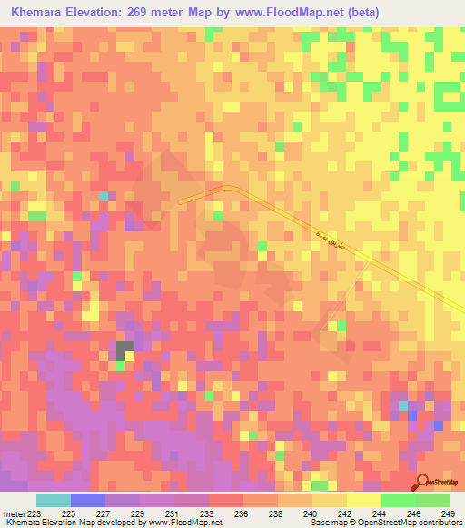 Khemara,Algeria Elevation Map
