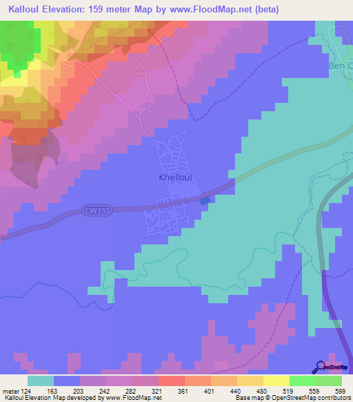 Kalloul,Algeria Elevation Map