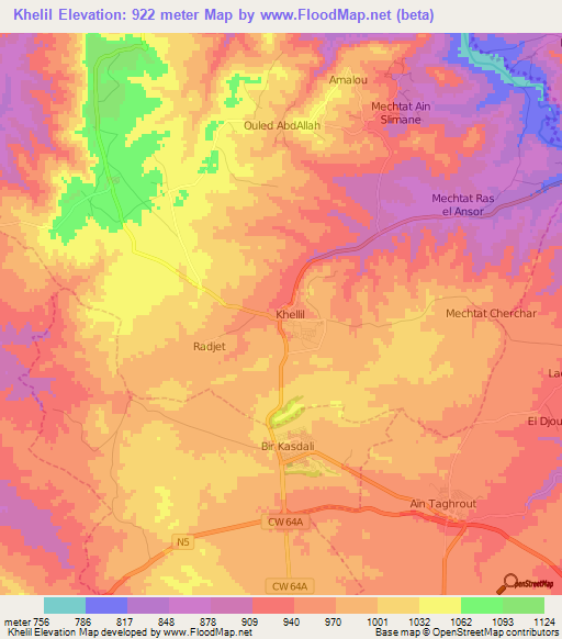 Khelil,Algeria Elevation Map