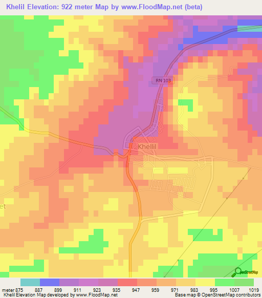 Khelil,Algeria Elevation Map