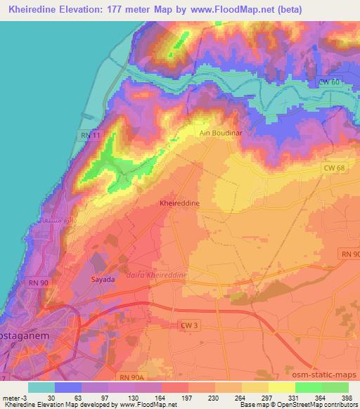 Kheiredine,Algeria Elevation Map
