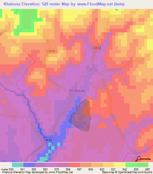 Khalouia,Algeria Elevation Map