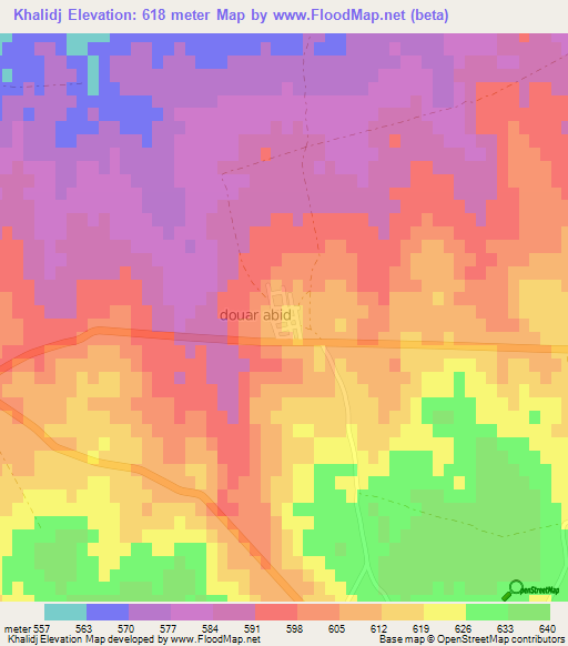 Khalidj,Algeria Elevation Map