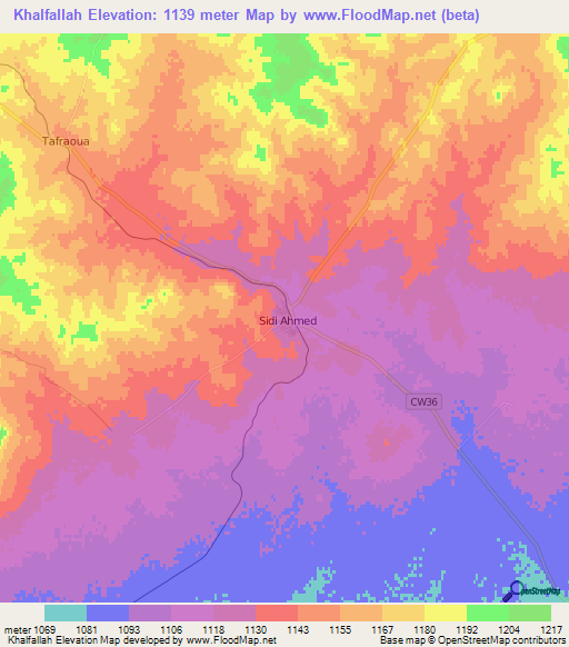 Khalfallah,Algeria Elevation Map