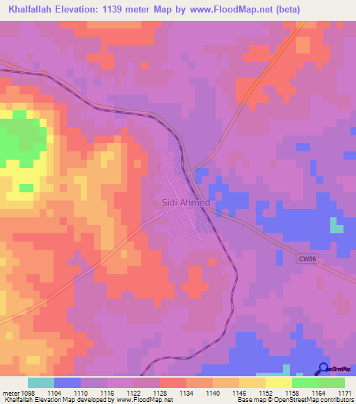 Khalfallah,Algeria Elevation Map