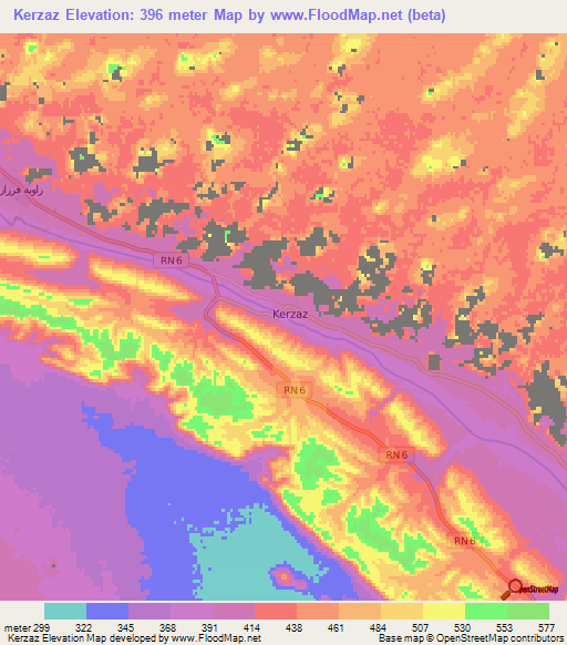 Kerzaz,Algeria Elevation Map