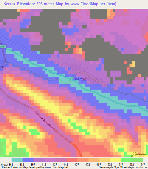 Kerzaz,Algeria Elevation Map