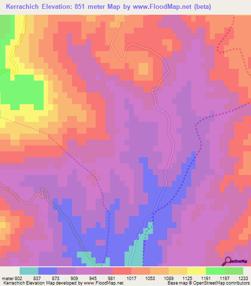 Kerrachich,Algeria Elevation Map