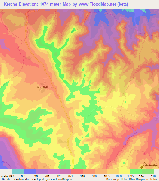 Kercha,Algeria Elevation Map