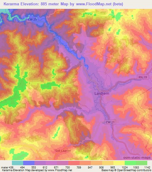 Kerarma,Algeria Elevation Map
